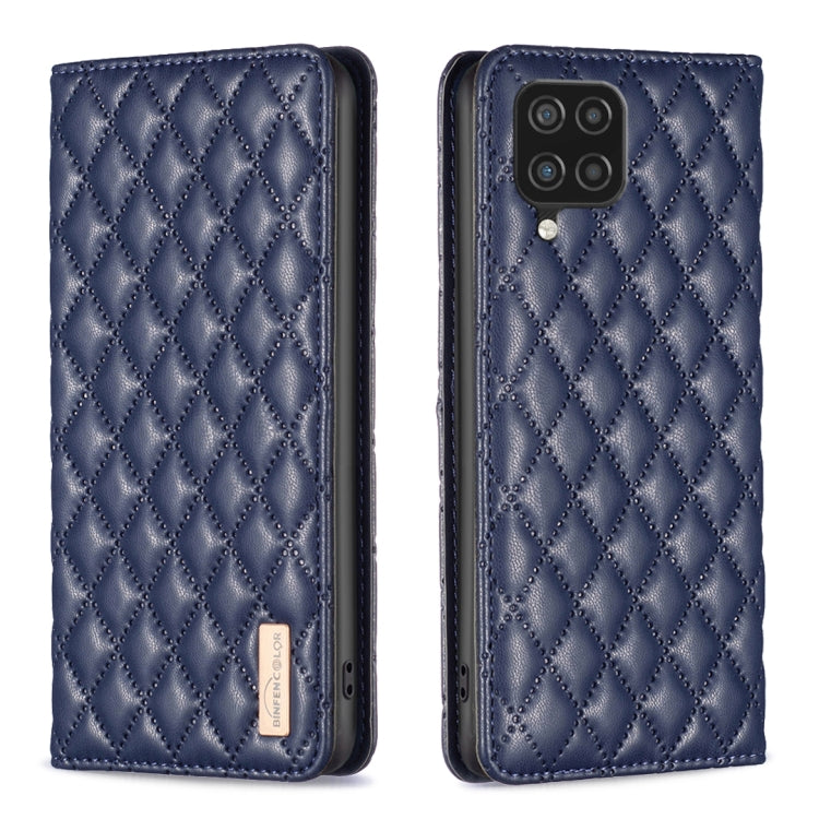 For Samsung Galaxy A12 Diamond Lattice Magnetic Leather Flip Phone Case