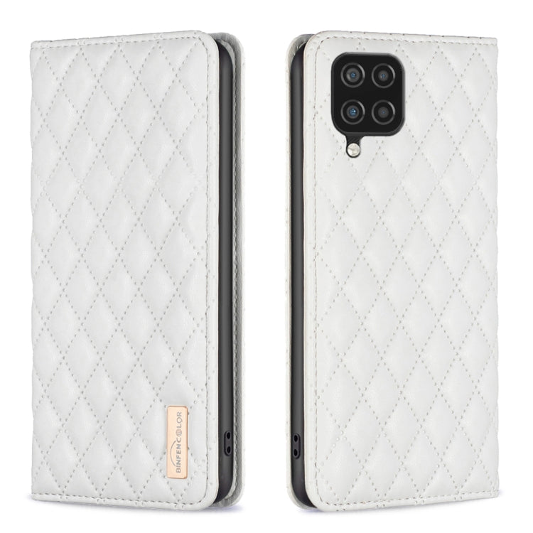 For Samsung Galaxy A12 Diamond Lattice Magnetic Leather Flip Phone Case