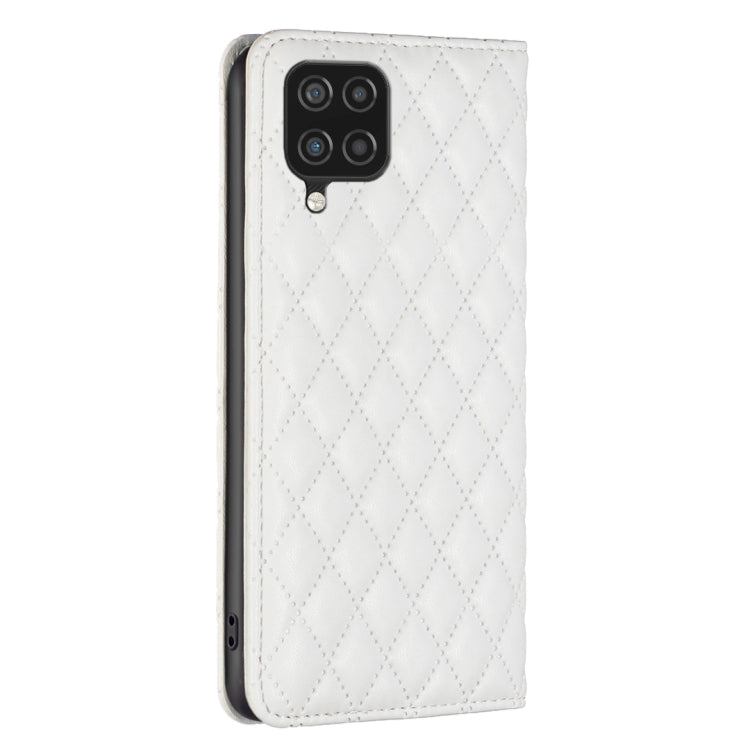 For Samsung Galaxy A12 Diamond Lattice Magnetic Leather Flip Phone Case