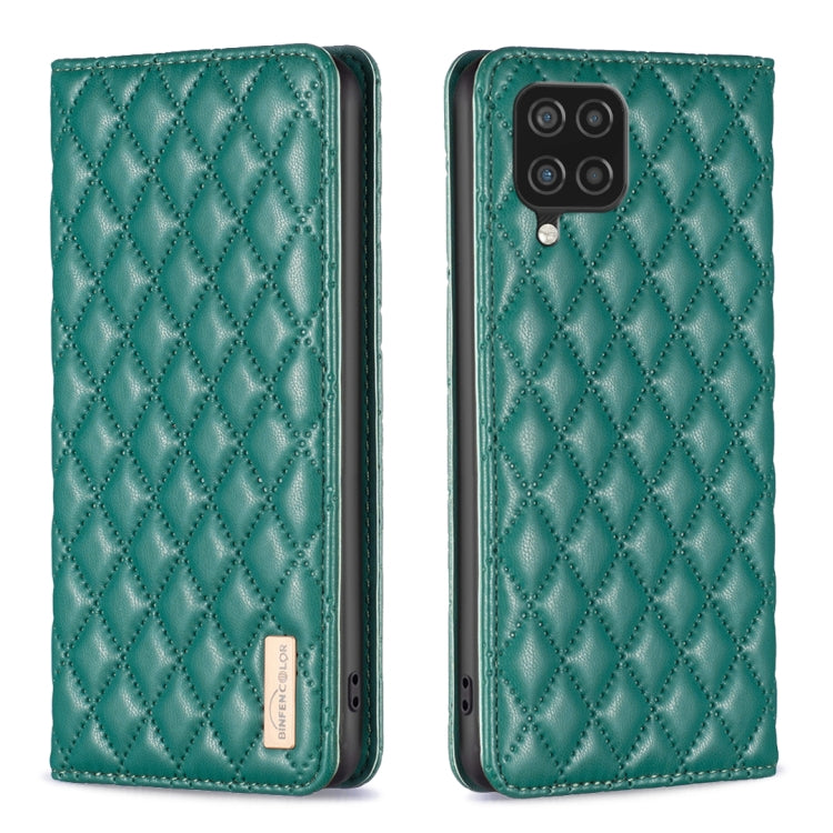For Samsung Galaxy A12 Diamond Lattice Magnetic Leather Flip Phone Case