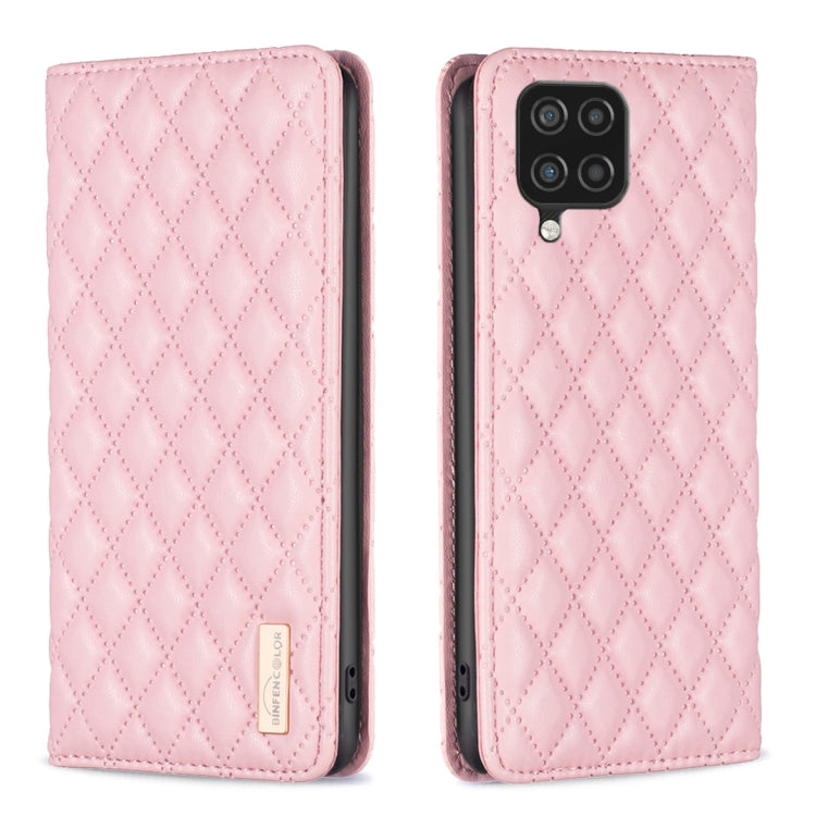 For Samsung Galaxy A12 Diamond Lattice Magnetic Leather Flip Phone Case