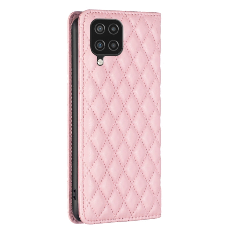 For Samsung Galaxy A12 Diamond Lattice Magnetic Leather Flip Phone Case