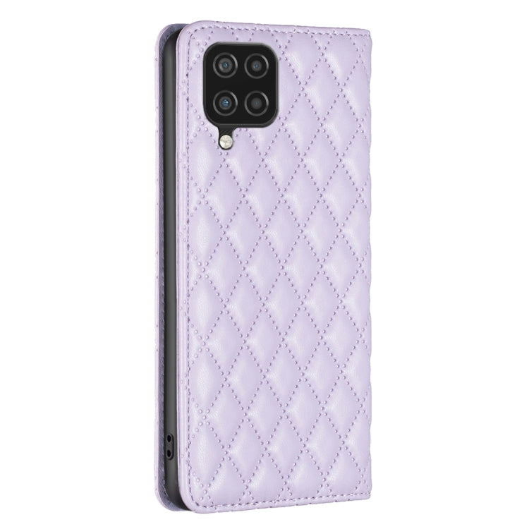 For Samsung Galaxy A12 Diamond Lattice Magnetic Leather Flip Phone Case