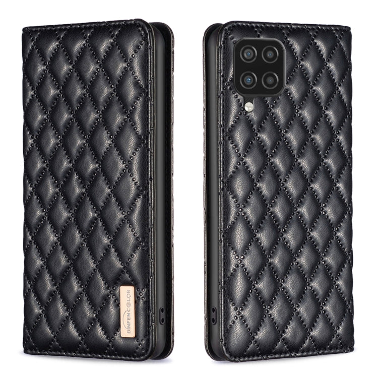 For Samsung Galaxy A12 Diamond Lattice Magnetic Leather Flip Phone Case