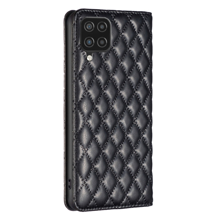 For Samsung Galaxy A12 Diamond Lattice Magnetic Leather Flip Phone Case