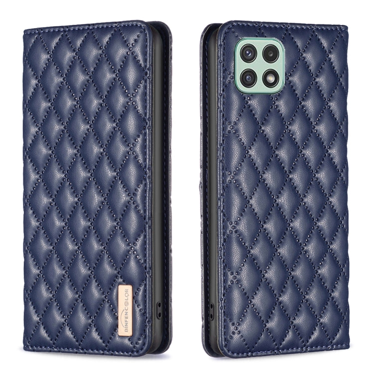 For Samsung Galaxy A22 5G Diamond Lattice Magnetic Leather Flip Phone Case