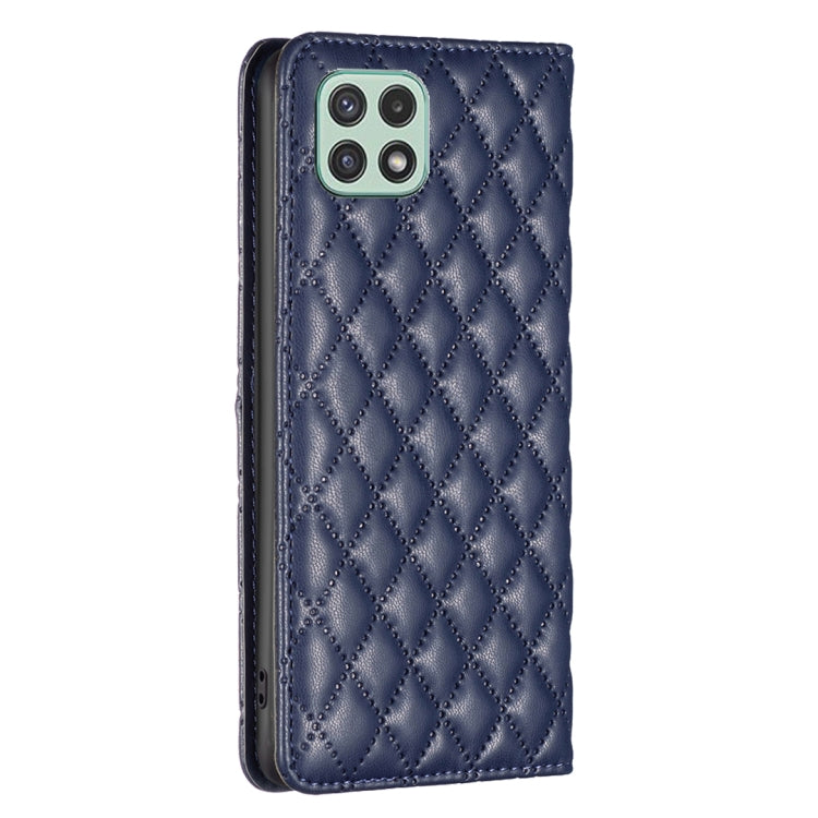 For Samsung Galaxy A22 5G Diamond Lattice Magnetic Leather Flip Phone Case