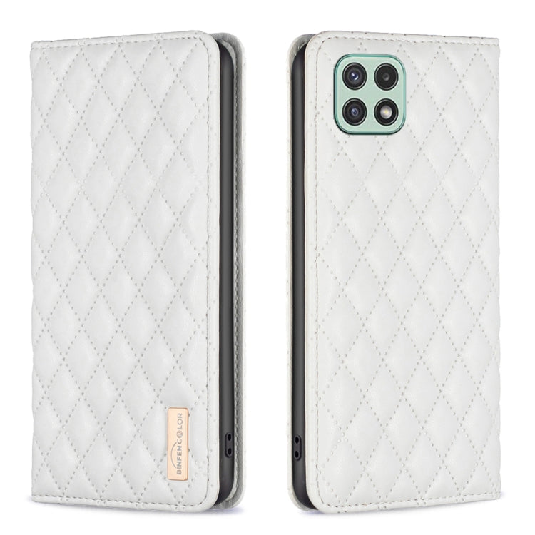 For Samsung Galaxy A22 5G Diamond Lattice Magnetic Leather Flip Phone Case
