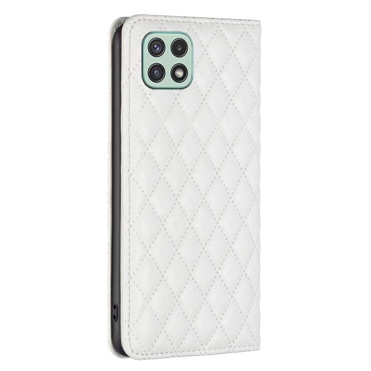 For Samsung Galaxy A22 5G Diamond Lattice Magnetic Leather Flip Phone Case