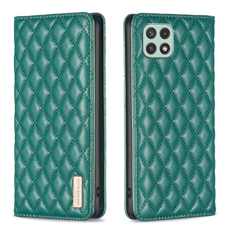 For Samsung Galaxy A22 5G Diamond Lattice Magnetic Leather Flip Phone Case