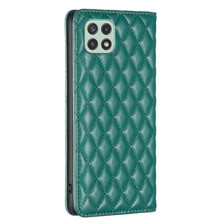 For Samsung Galaxy A22 5G Diamond Lattice Magnetic Leather Flip Phone Case