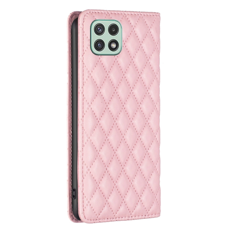 For Samsung Galaxy A22 5G Diamond Lattice Magnetic Leather Flip Phone Case