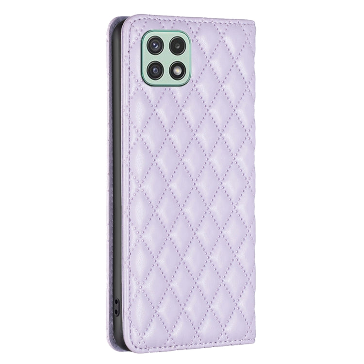 For Samsung Galaxy A22 5G Diamond Lattice Magnetic Leather Flip Phone Case
