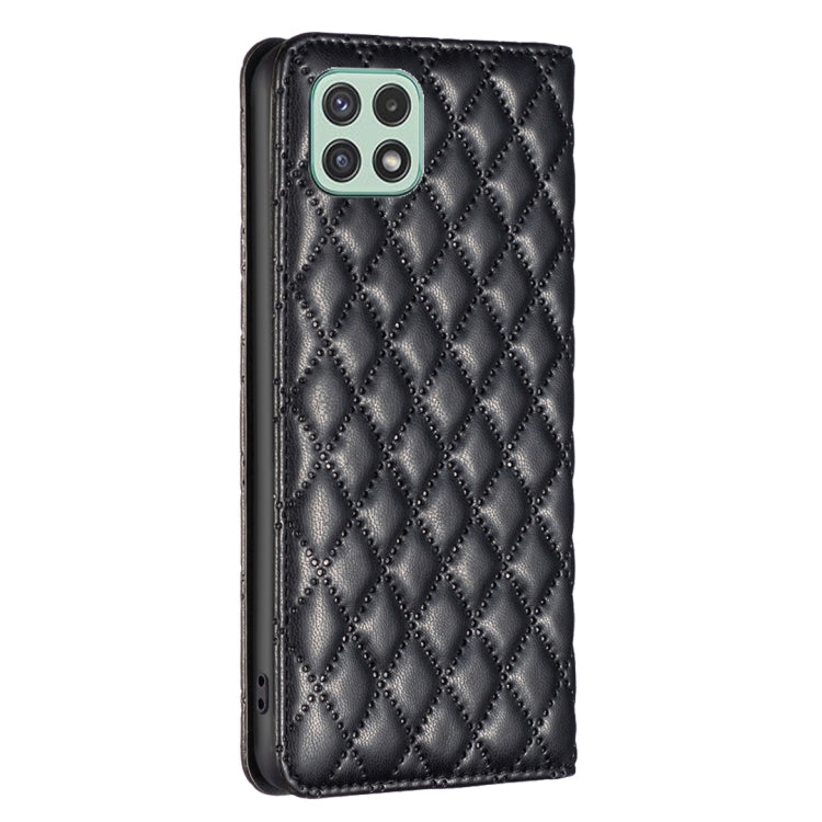 For Samsung Galaxy A22 5G Diamond Lattice Magnetic Leather Flip Phone Case