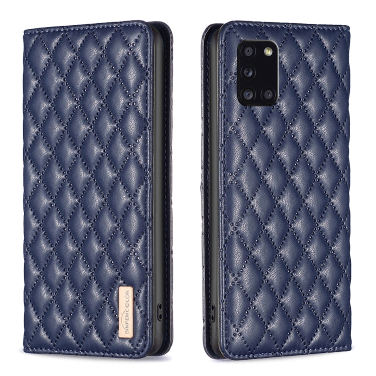 For Samsung Galaxy A31 Diamond Lattice Magnetic Leather Flip Phone Case
