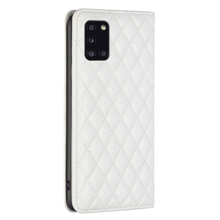 For Samsung Galaxy A31 Diamond Lattice Magnetic Leather Flip Phone Case