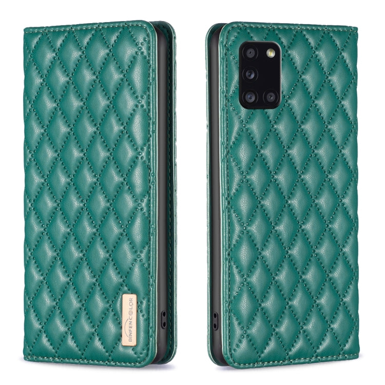 For Samsung Galaxy A31 Diamond Lattice Magnetic Leather Flip Phone Case