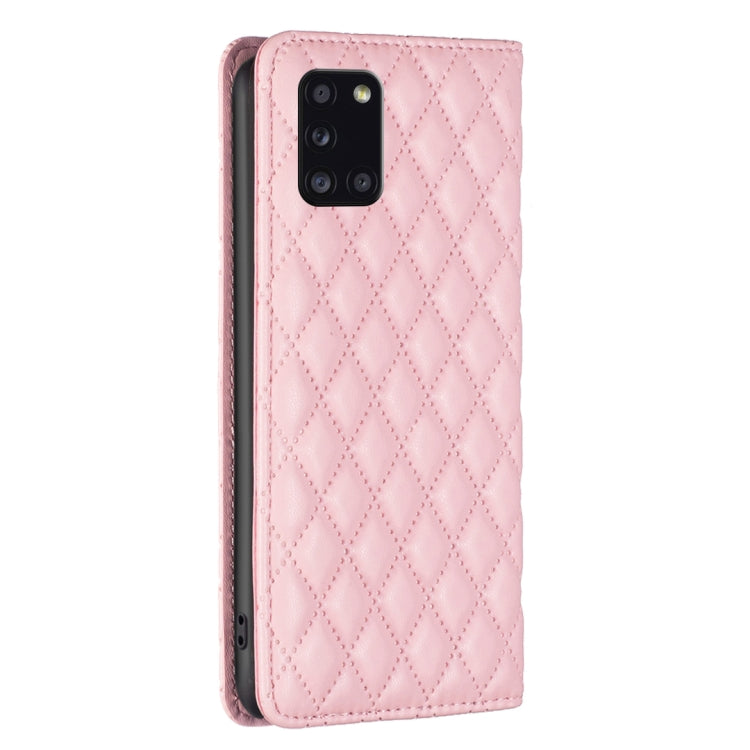 For Samsung Galaxy A31 Diamond Lattice Magnetic Leather Flip Phone Case