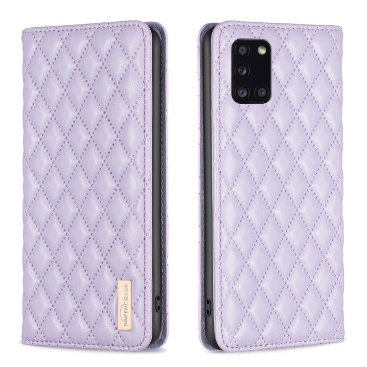 For Samsung Galaxy A31 Diamond Lattice Magnetic Leather Flip Phone Case