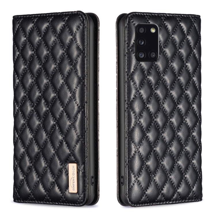For Samsung Galaxy A31 Diamond Lattice Magnetic Leather Flip Phone Case