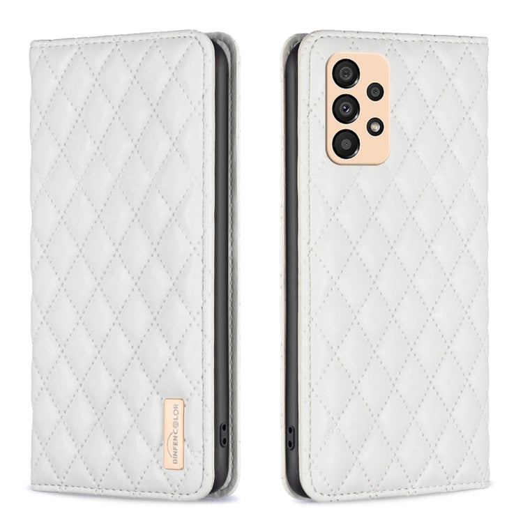 For Samsung Galaxy A33 Diamond Lattice Magnetic Leather Flip Phone Case