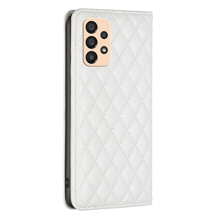 For Samsung Galaxy A33 Diamond Lattice Magnetic Leather Flip Phone Case