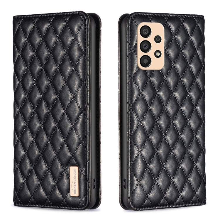 For Samsung Galaxy A33 Diamond Lattice Magnetic Leather Flip Phone Case