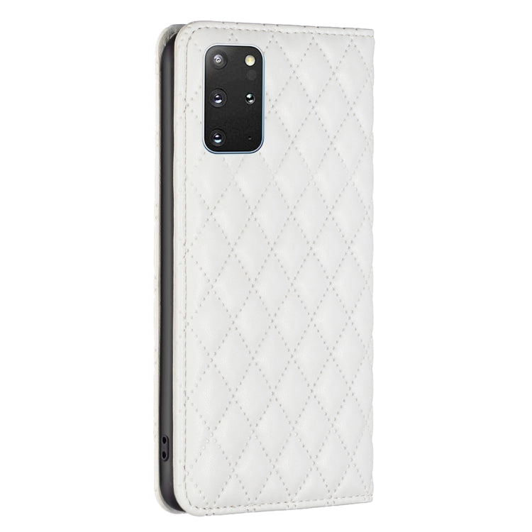 For Samsung Galaxy S20+ Diamond Lattice Magnetic Leather Flip Phone Case