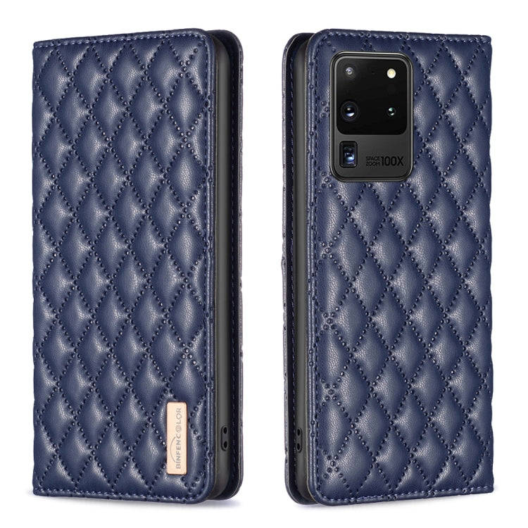 For Samsung Galaxy S20 Ultra Diamond Lattice Magnetic Leather Flip Phone Case