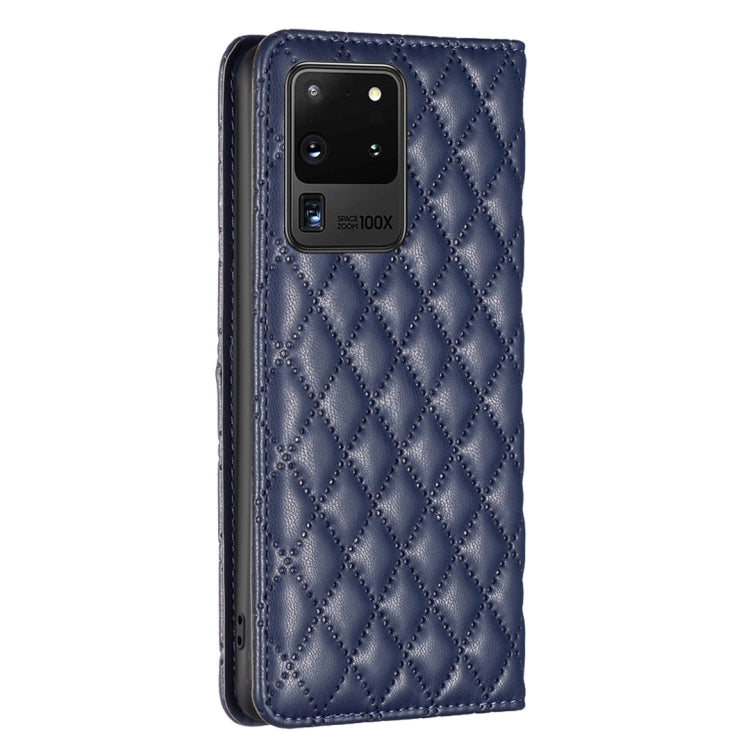 For Samsung Galaxy S20 Ultra Diamond Lattice Magnetic Leather Flip Phone Case