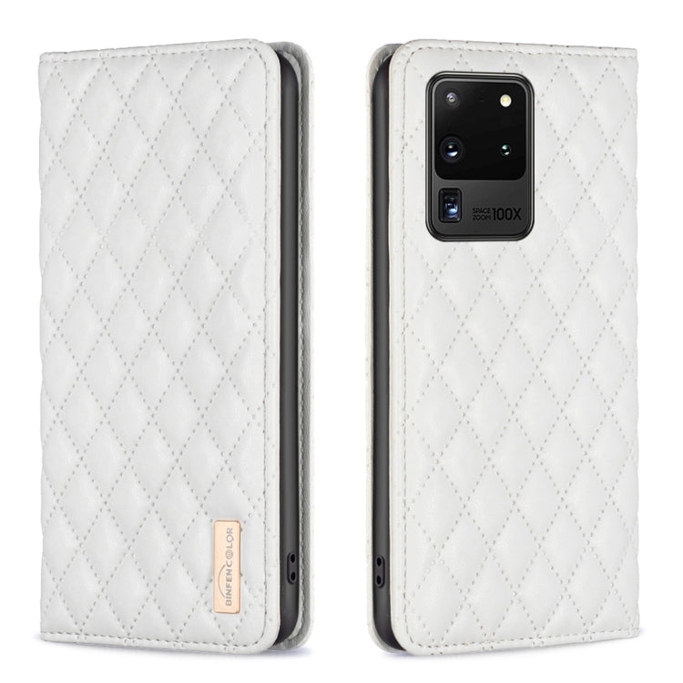 For Samsung Galaxy S20 Ultra Diamond Lattice Magnetic Leather Flip Phone Case