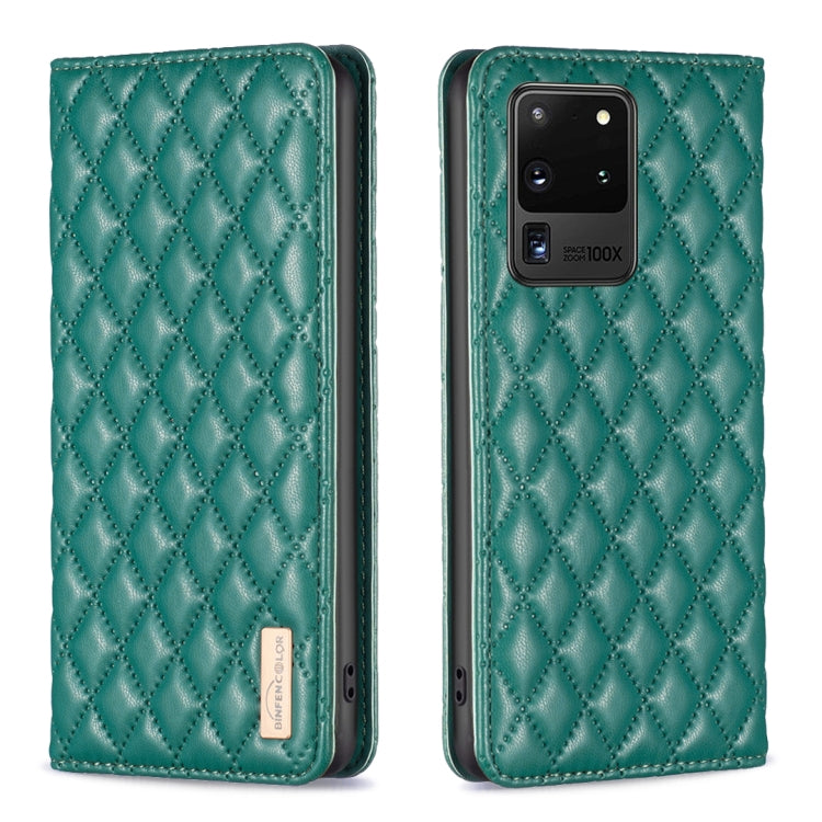 For Samsung Galaxy S20 Ultra Diamond Lattice Magnetic Leather Flip Phone Case