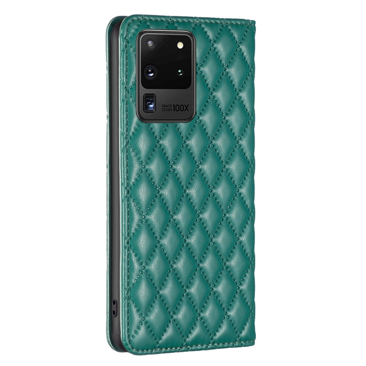 For Samsung Galaxy S20 Ultra Diamond Lattice Magnetic Leather Flip Phone Case