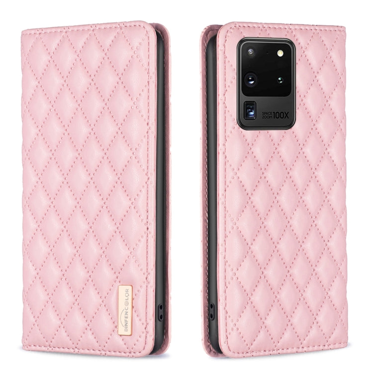 For Samsung Galaxy S20 Ultra Diamond Lattice Magnetic Leather Flip Phone Case