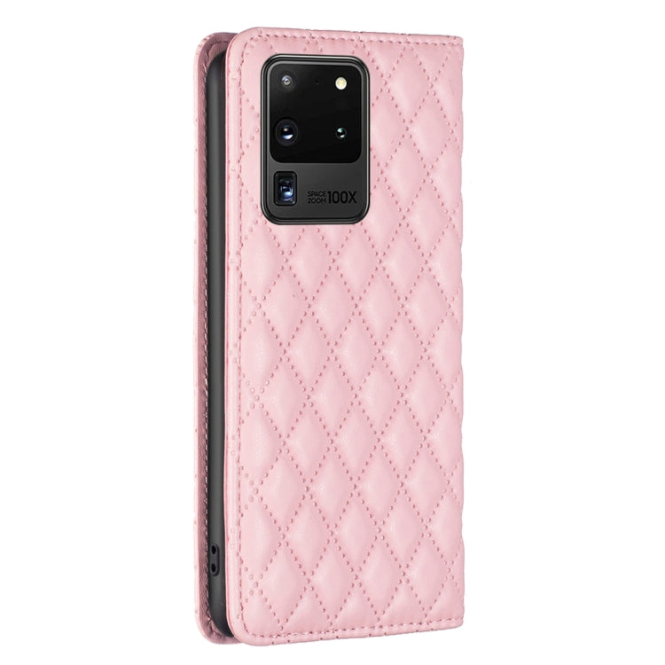 For Samsung Galaxy S20 Ultra Diamond Lattice Magnetic Leather Flip Phone Case