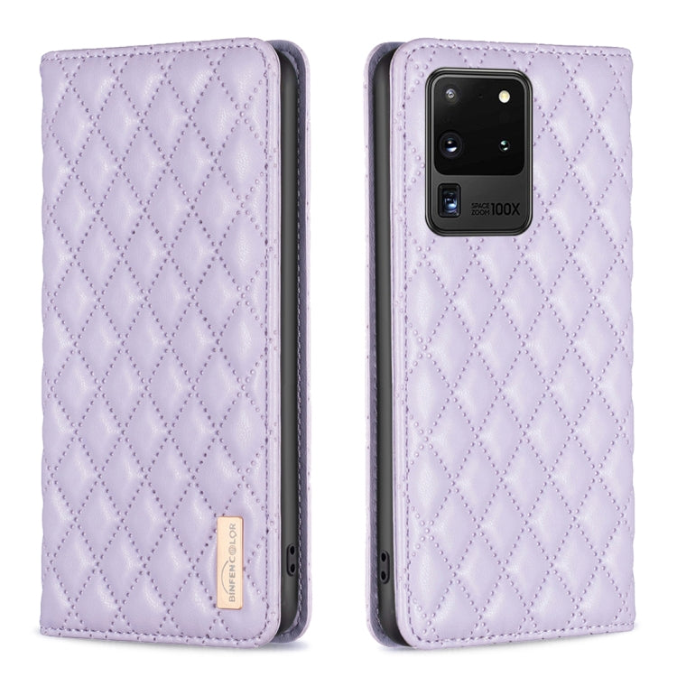 For Samsung Galaxy S20 Ultra Diamond Lattice Magnetic Leather Flip Phone Case