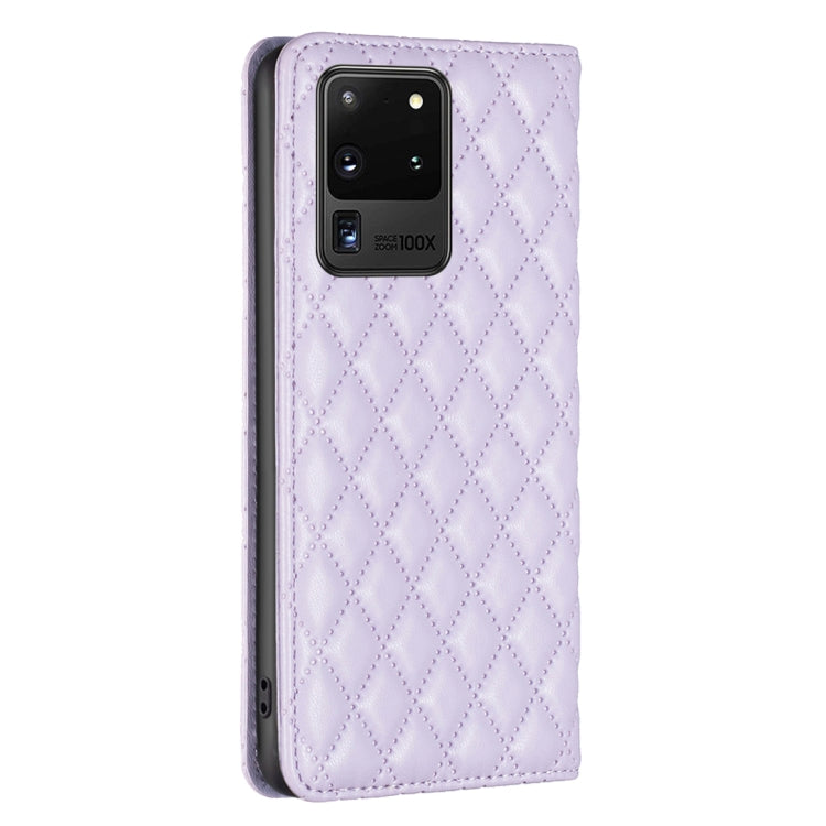 For Samsung Galaxy S20 Ultra Diamond Lattice Magnetic Leather Flip Phone Case