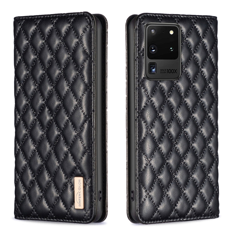 For Samsung Galaxy S20 Ultra Diamond Lattice Magnetic Leather Flip Phone Case