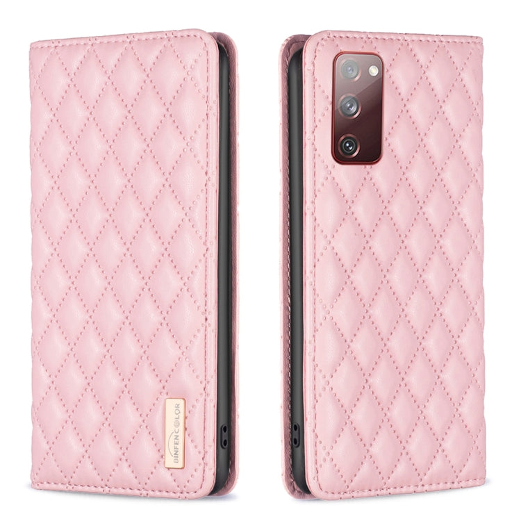 For Samsung Galaxy S20 FE Diamond Lattice Magnetic Leather Flip Phone Case