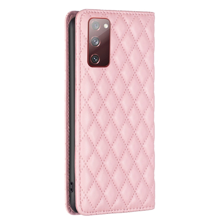 For Samsung Galaxy S20 FE Diamond Lattice Magnetic Leather Flip Phone Case