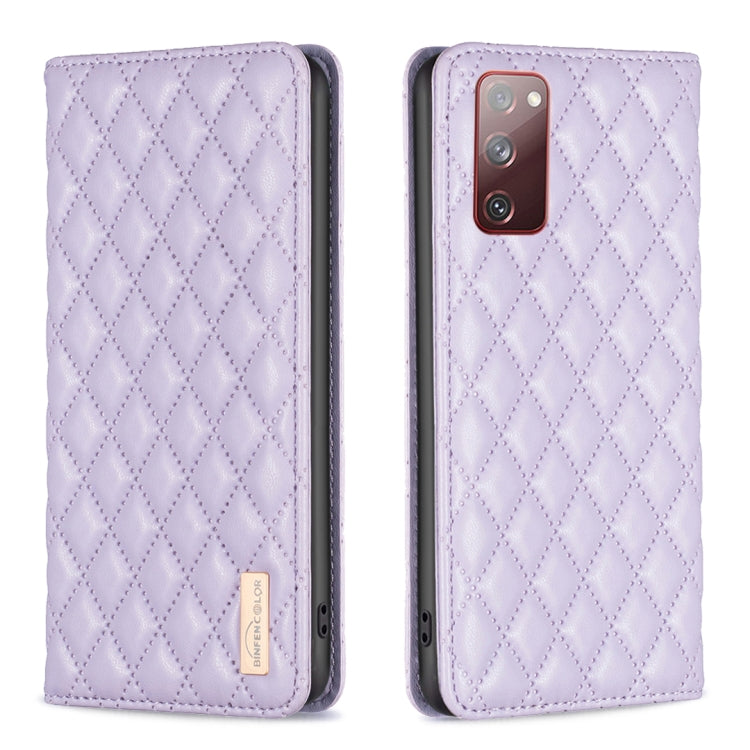 For Samsung Galaxy S20 FE Diamond Lattice Magnetic Leather Flip Phone Case