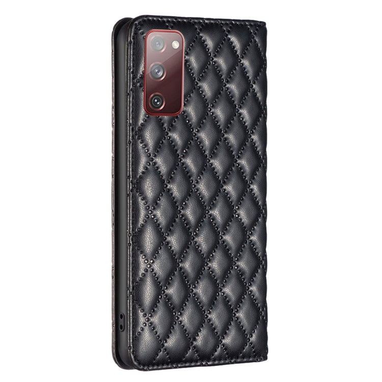 For Samsung Galaxy S20 FE Diamond Lattice Magnetic Leather Flip Phone Case