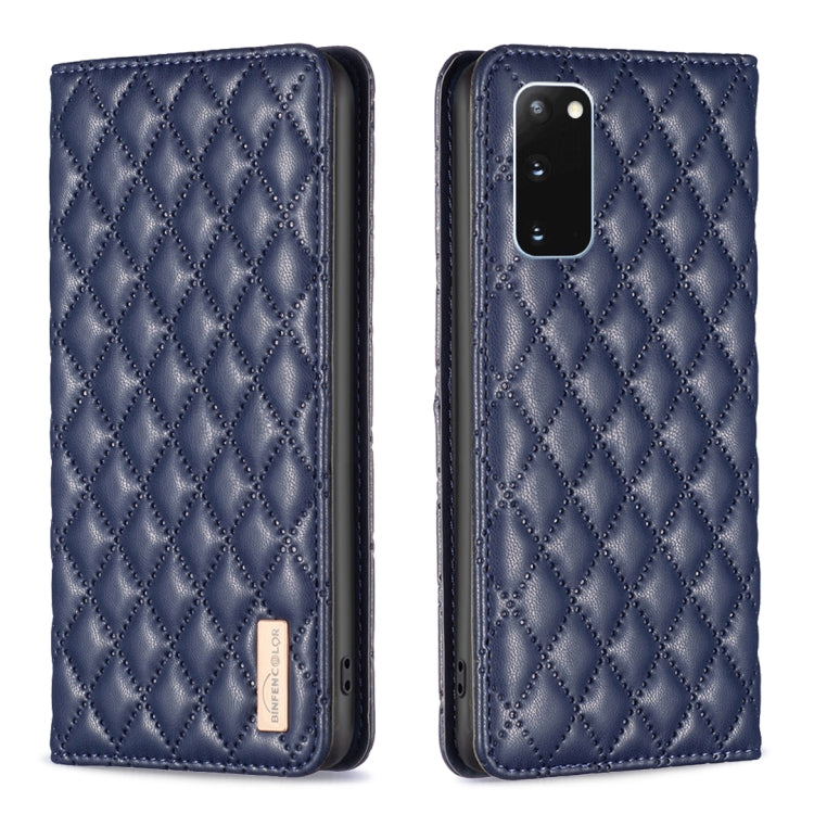 For Samsung Galaxy S20 Diamond Lattice Magnetic Leather Flip Phone Case