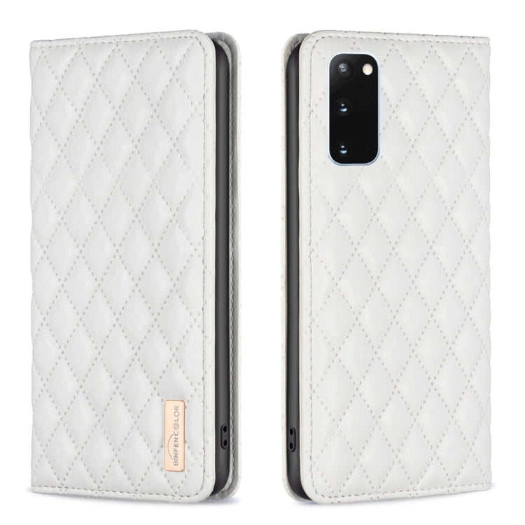 For Samsung Galaxy S20 Diamond Lattice Magnetic Leather Flip Phone Case