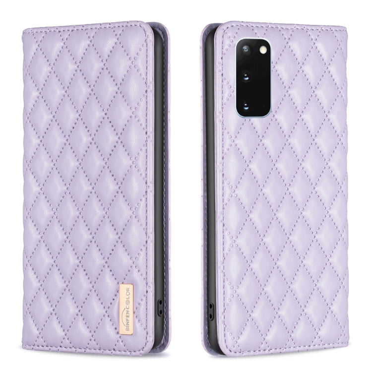 For Samsung Galaxy S20 Diamond Lattice Magnetic Leather Flip Phone Case