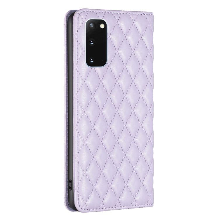 For Samsung Galaxy S20 Diamond Lattice Magnetic Leather Flip Phone Case