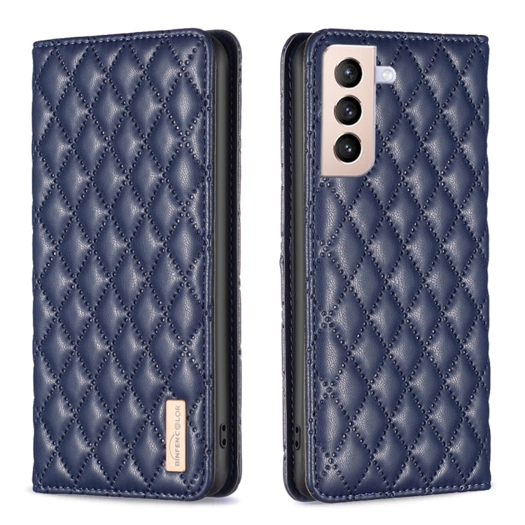 For Samsung Galaxy S21+ 5G Diamond Lattice Magnetic Leather Flip Phone Case