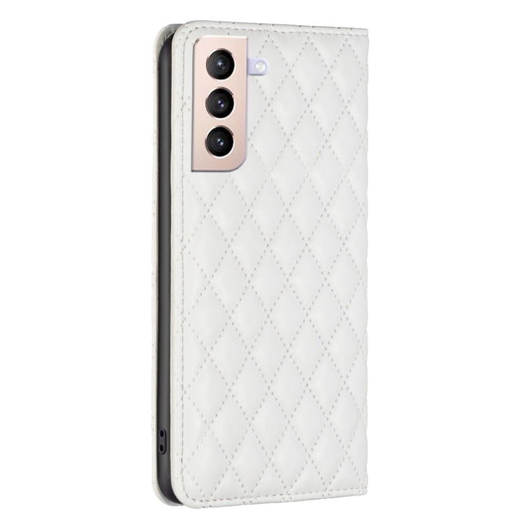 For Samsung Galaxy S21+ 5G Diamond Lattice Magnetic Leather Flip Phone Case