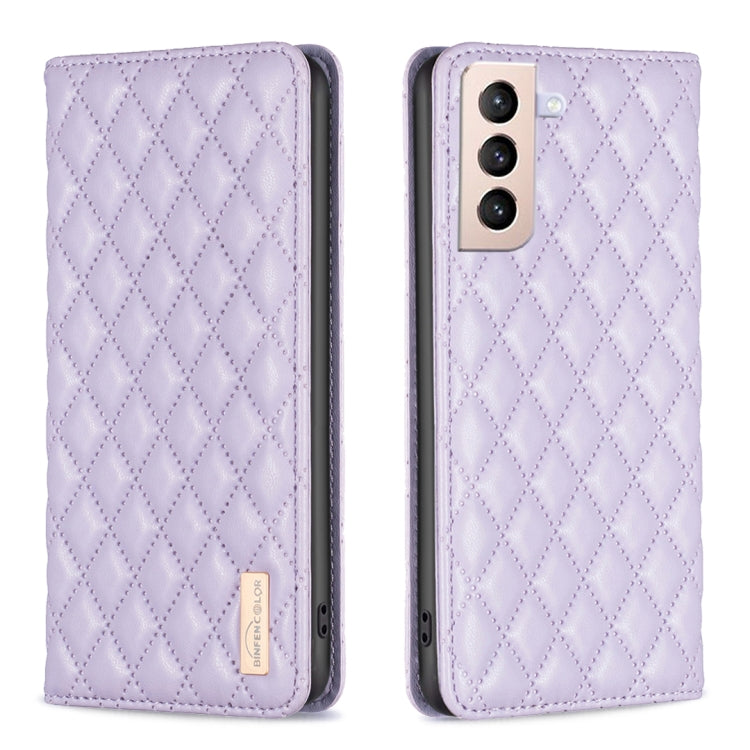 For Samsung Galaxy S21+ 5G Diamond Lattice Magnetic Leather Flip Phone Case