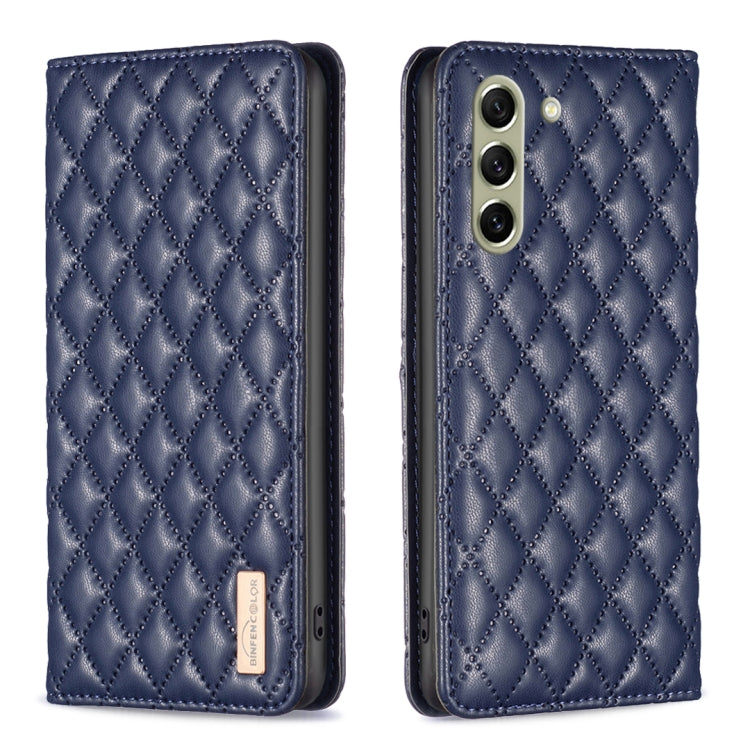 For Samsung Galaxy S21 FE 5G Diamond Lattice Magnetic Leather Flip Phone Case